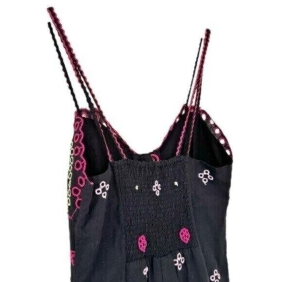Charo Ruiz Mutti Black Floral Embroidered Eyelet Ibiza Midi Dress Size XS - Picture 12 of 14